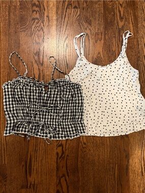 AE Gingham and polka dot crop tank bundle